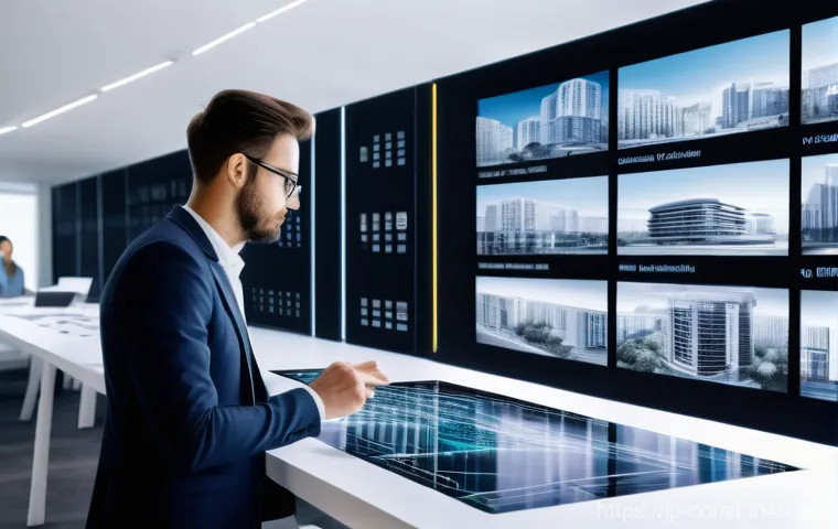 건축 시공과 기술 자문 역할 - Digital Design Collaboration in a Modern Architectural Studio**
"A diverse team of architects and en...